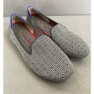 Rothys The Loafer Charcoal Grid Geometric Knit Slip On Flats Womens 9.5 OOP